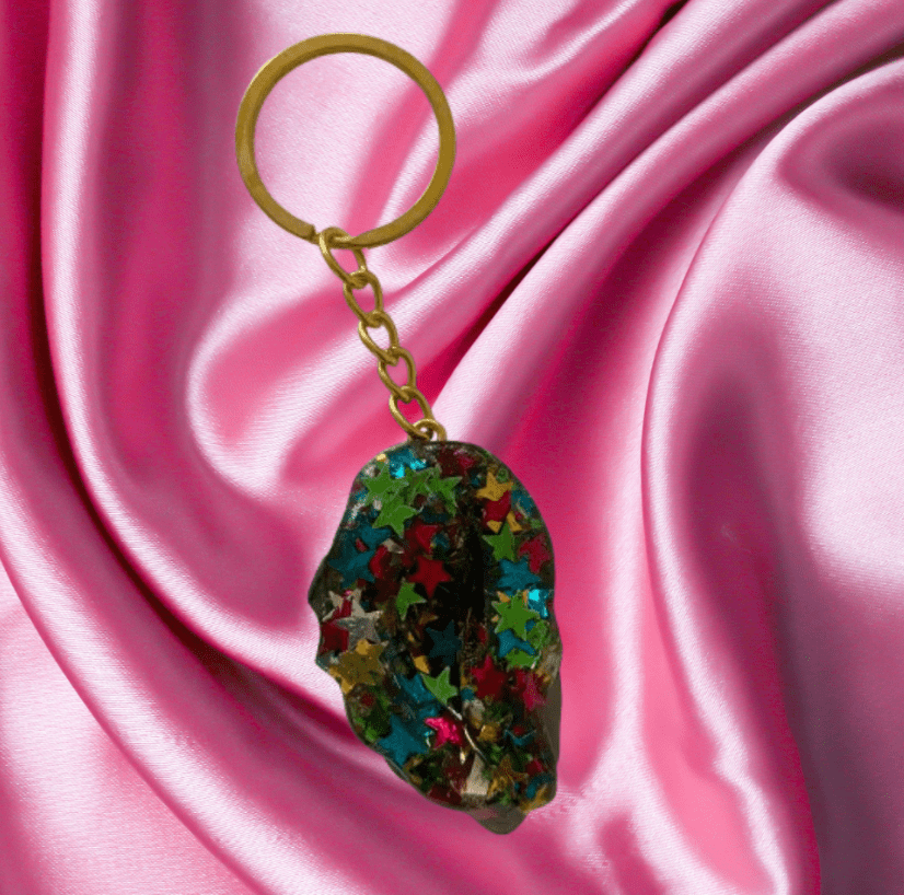 Glittergrej Tissekone nøglering - Filurfifi