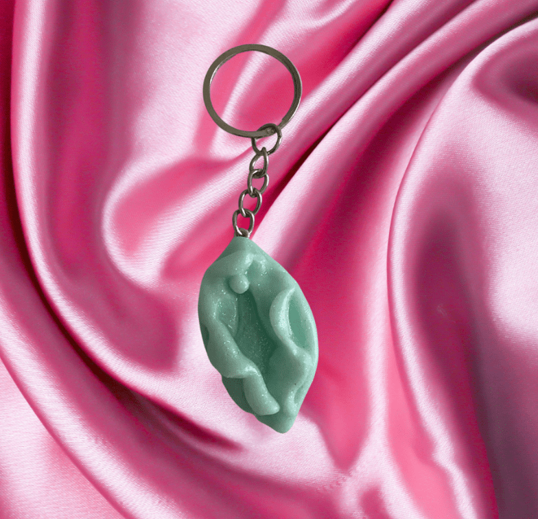 Glittergrej Tissekone nøglering - Filurfifi