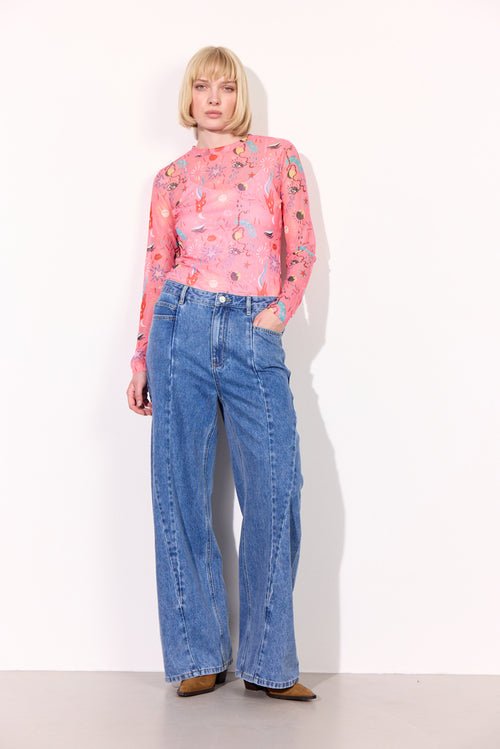 OZZY MESH BLOUSE - GRAFFITI ART PRINT - Filurfifi
