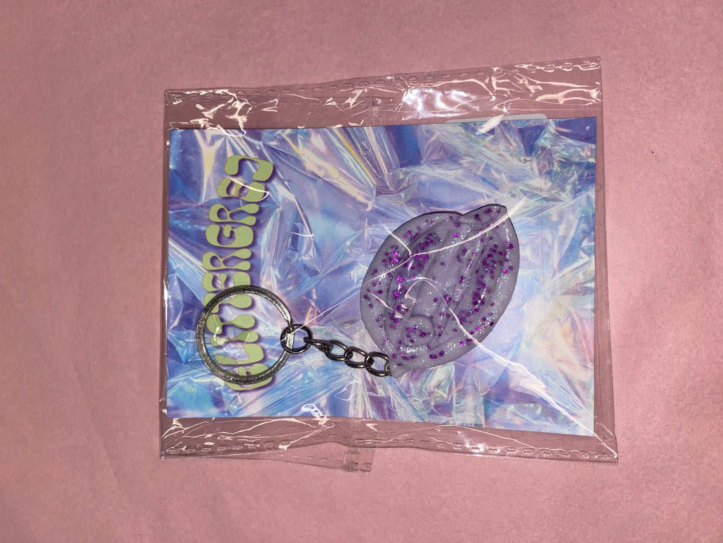 Glittergrej Tissekone nøglering - Filurfifi