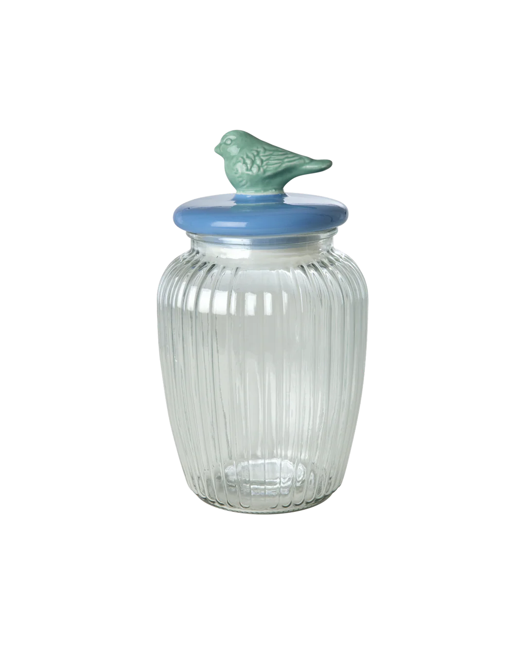 Stor Glas Krukke - Blå - Fugl