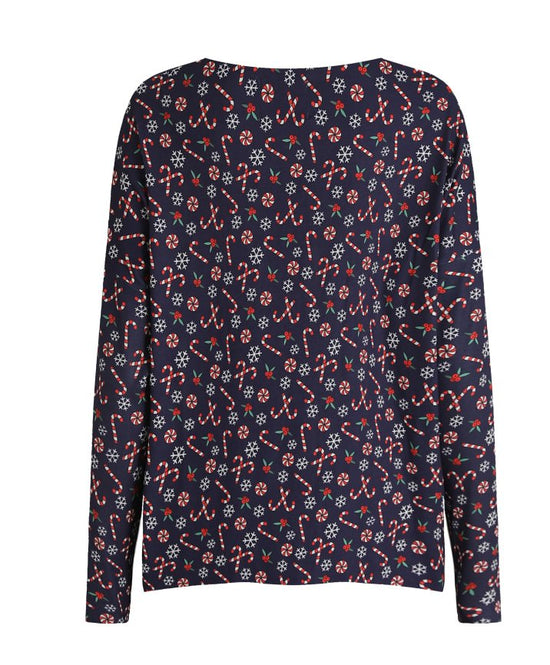 Liberté - Alma langærmet top - Navy Candycane - Filurfifi