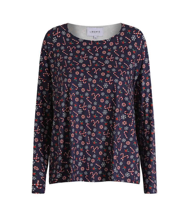 Liberté - Alma langærmet top - Navy Candycane - Filurfifi