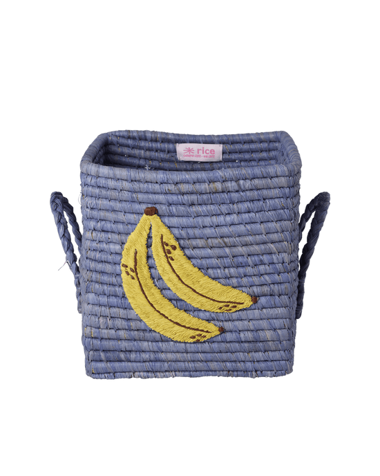 Lille Firkantet Raffia Kurv - Blå - Filurfifi