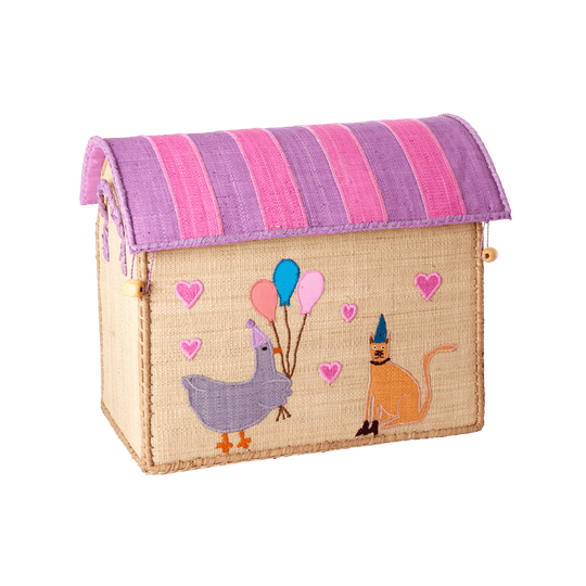 Lille Raffia Opbevaringshus - Natur - Party Animals Theme