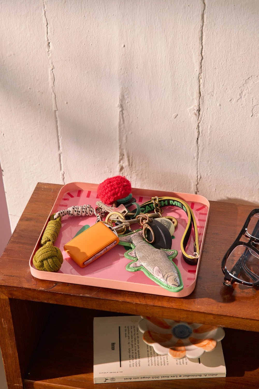 Lille Rektangulær Metal Bakke - Pink - Filurfifi