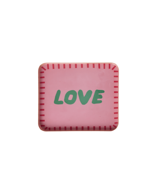 Lille Rektangulær Metal Bakke - Pink