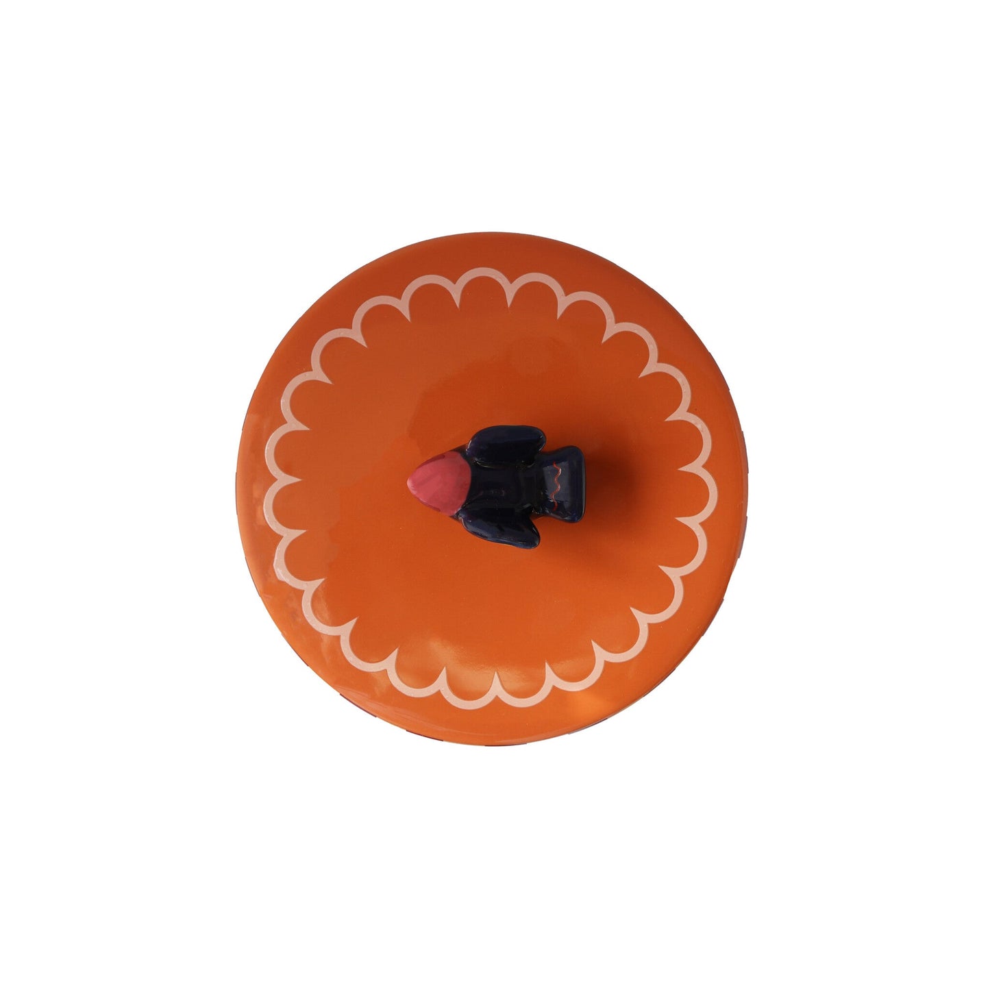 Orange keramikkrukke med fugle - Filurfifi