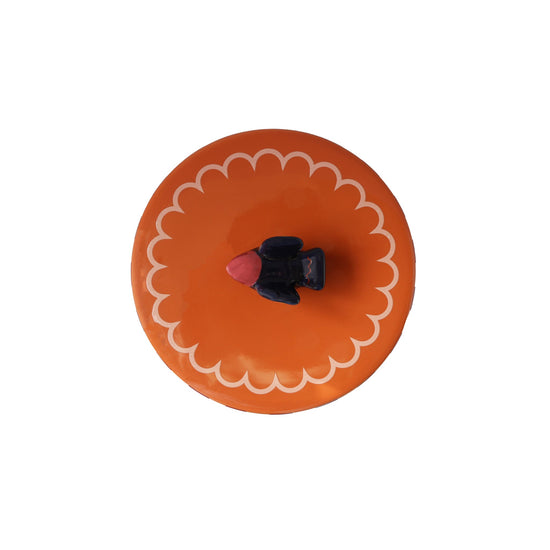 Orange keramikkrukke med fugle - Filurfifi