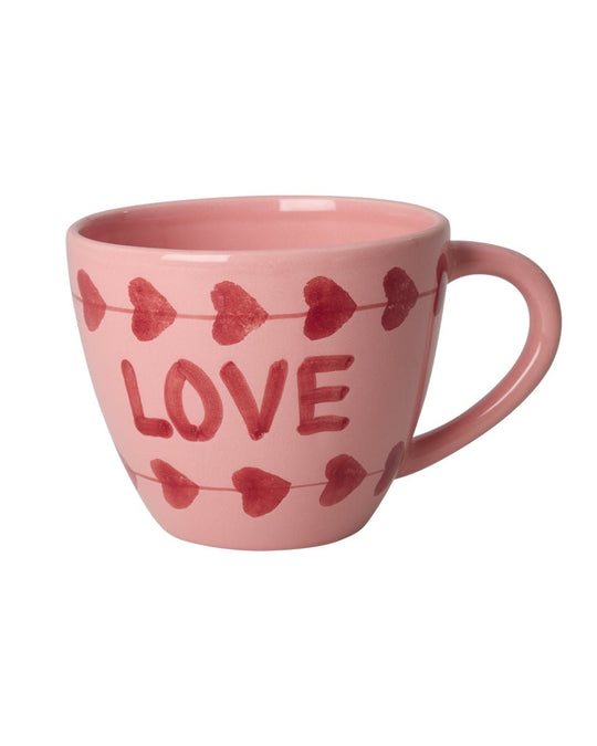 Stor Keramik Kop - Pink - Hand-painted LOVE
