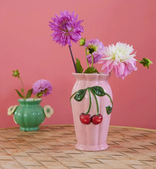 Keramik Vase - Pink m. kirsebær - Filurfifi