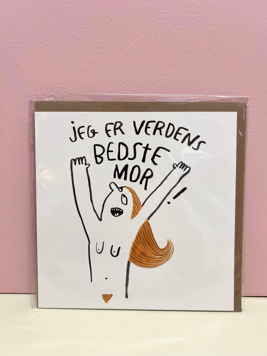 Line Jensen postkort - Verdens bedste mor - orange - Filurfifi