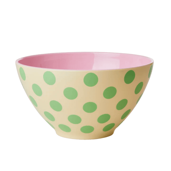 Melamin Salatskål - Creme - Green Dots Print - Filurfifi