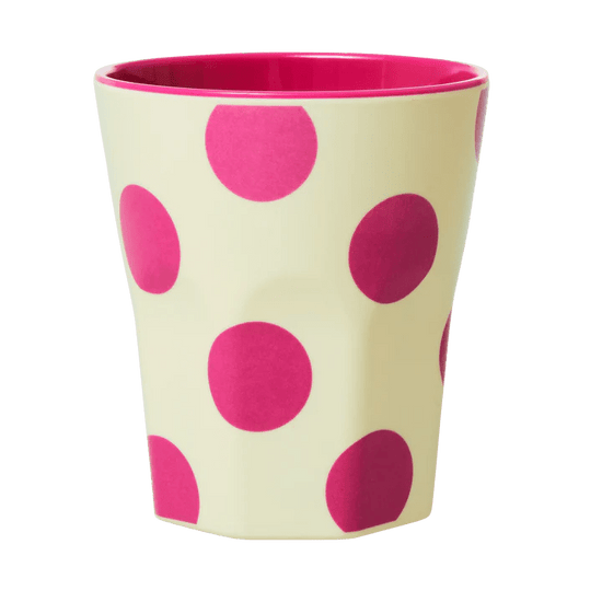 Stor Melamin Kop - Creme - Fuchsia Dots - Filurfifi