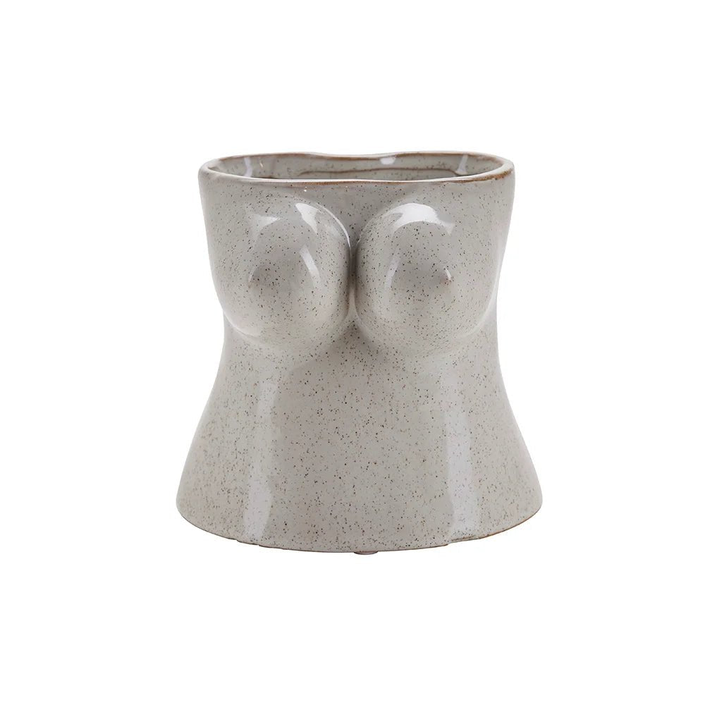 Vase stentøj m. bryster - grå/hvid - Filurfifi